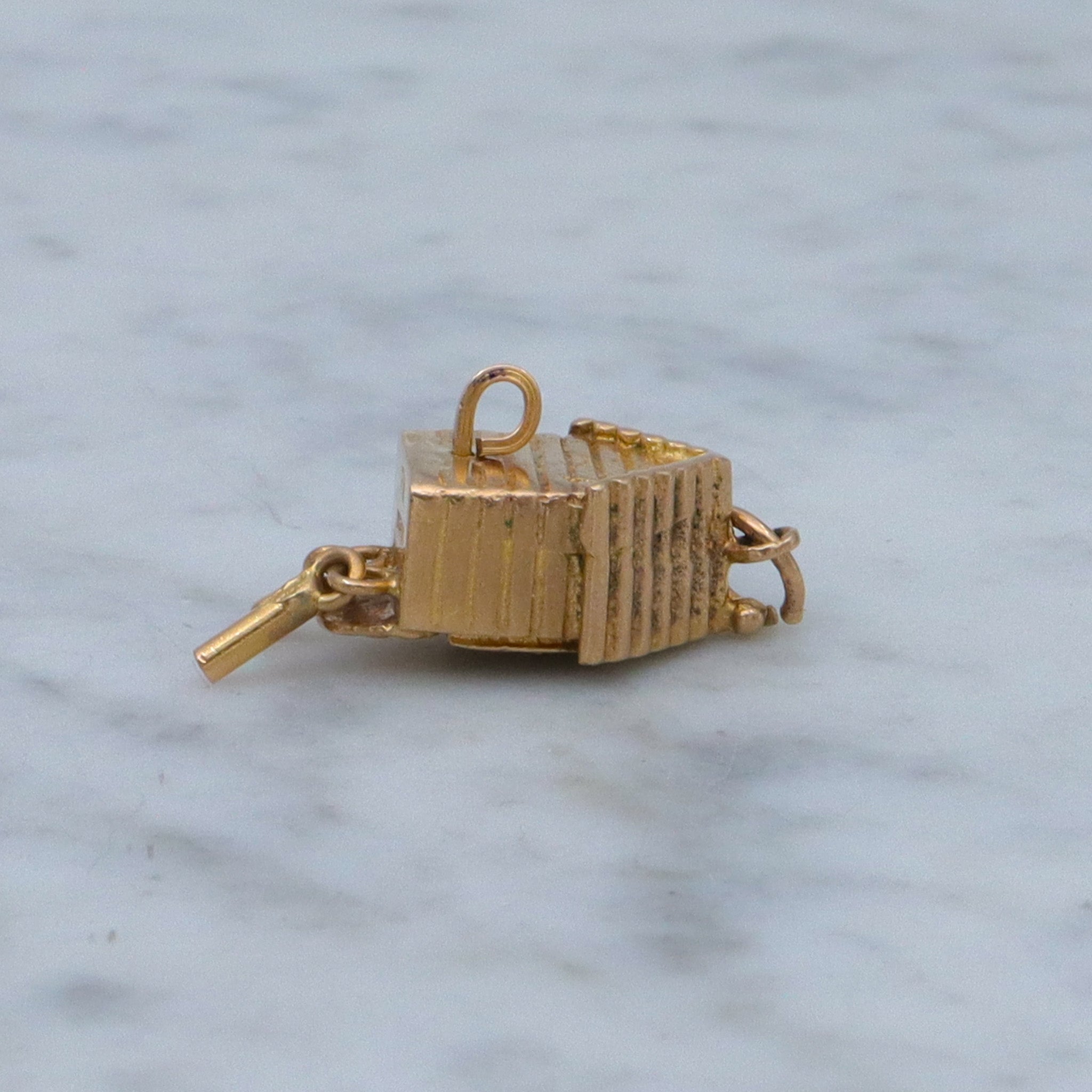 Vintage English 9k gold moving painted cuckoo clock charm pendant